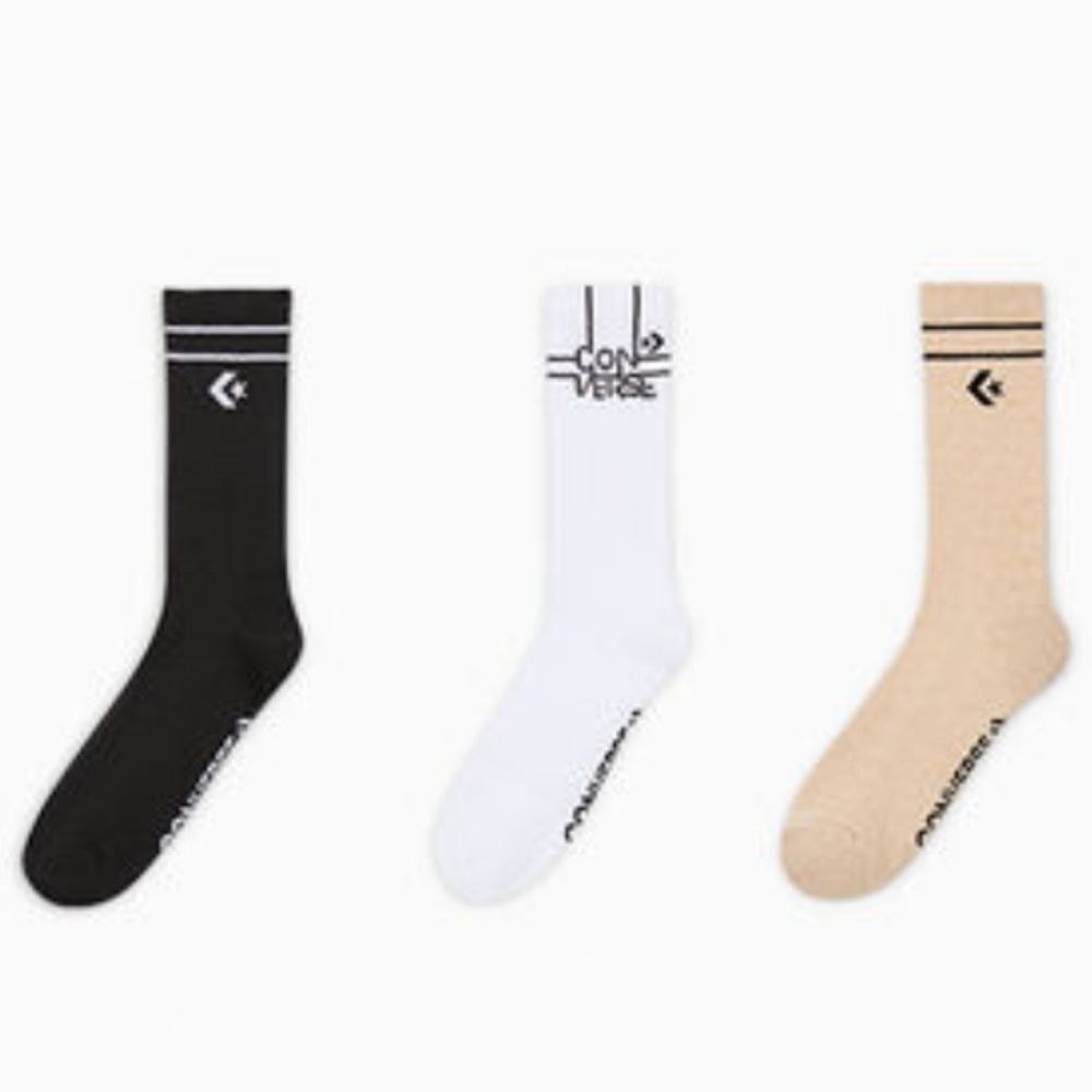 Converse 3-PK Linear Logo Crew Socks